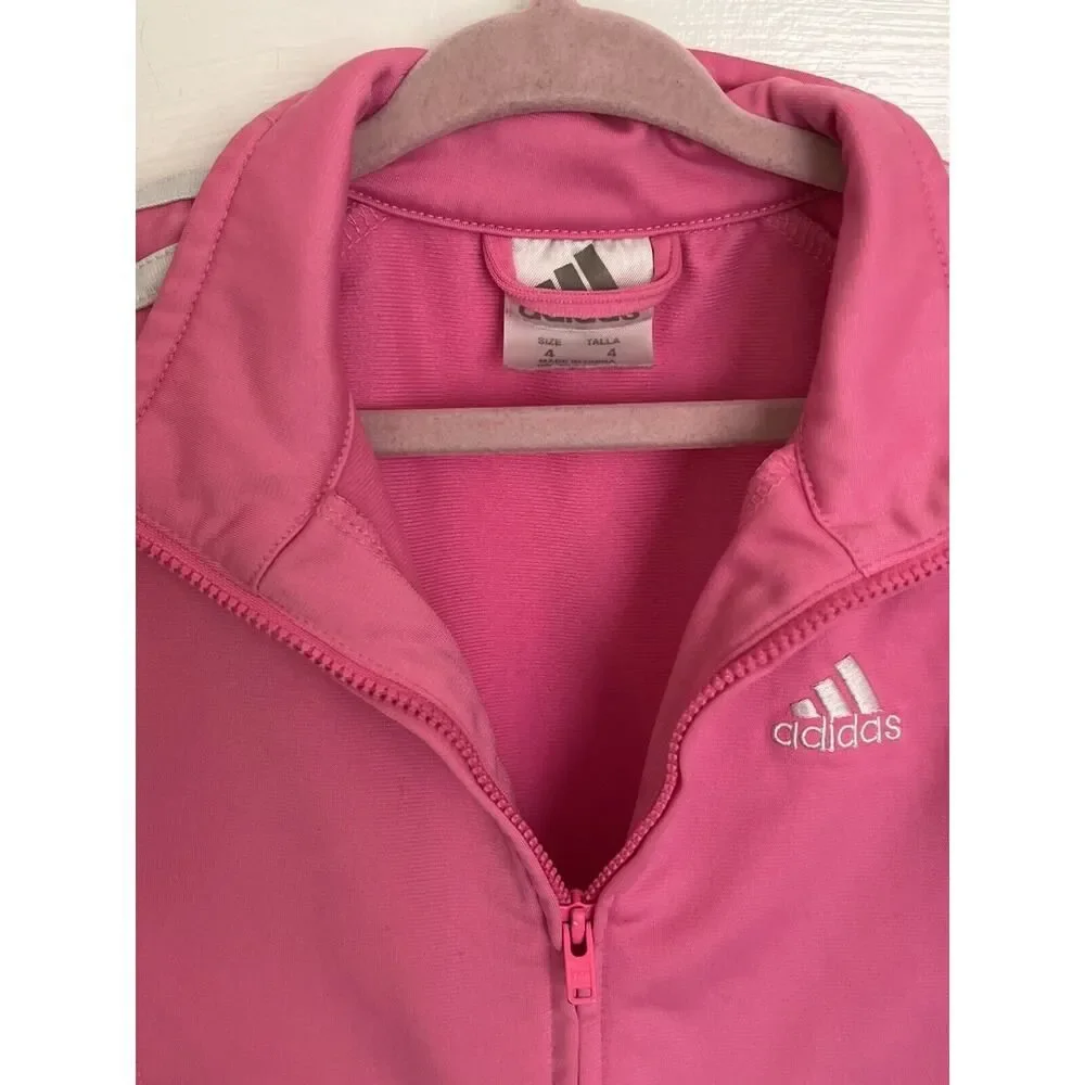 ADIDAS Pink Track Jacket Full Zip Athleisure Toddler Kids Girls Fall Spring 4